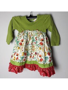 Ricrac & Ruffles Boutique Dress Size 24 M Months Cotton Long Sleeves Mixed Print
